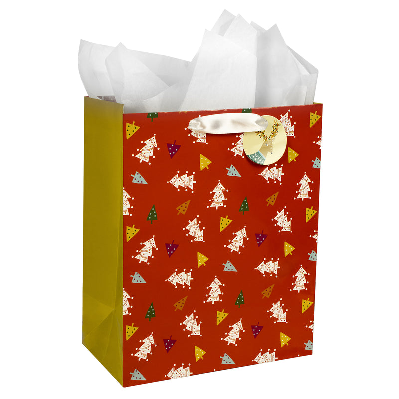 Assort Large Christmas Gift Bag Deer 3 Pack 10"x5"x13"